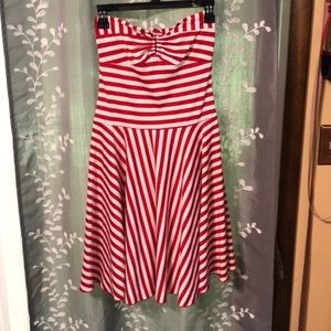 Strapless red and white stripe Studio Y dress